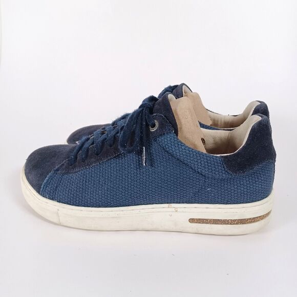Birkenstock Womens Sneaker Size 6 W EU 37 Blue Suede Canvas Lace Up Bend Low Top - Picture 3 of 9